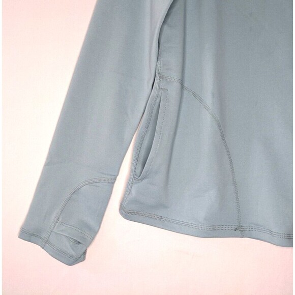 Shadow Sport Fitted Mock-Neck Zip Front Athletic Jacket Light Blue - Picture 3 of 4